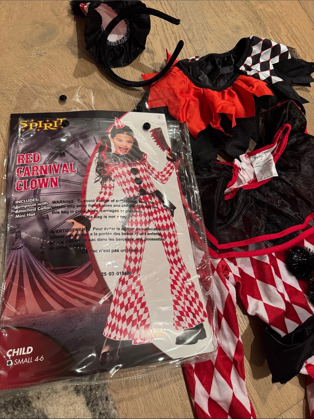 Spirit Red Carnival Clown Kids Costume - Red & White size 4/6